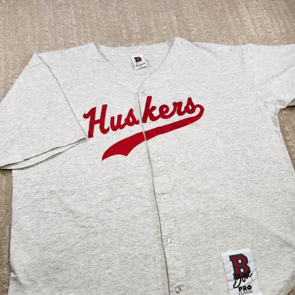 Vintage Nebraska Huskers Baseball Jersey Men XL Cotton USA Made Single Stitch